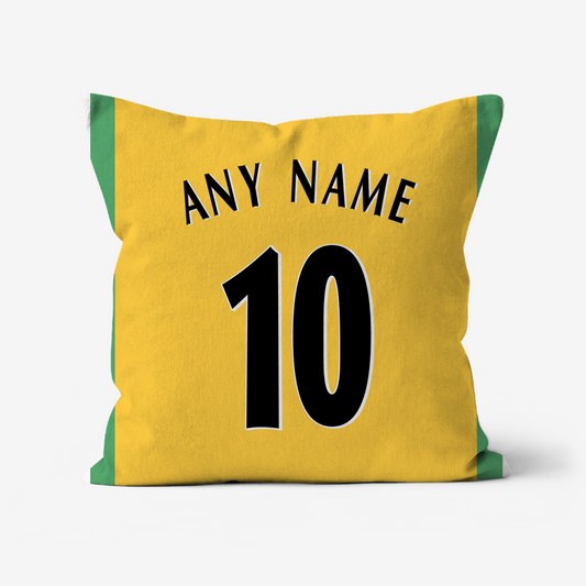 Unofficial Norwich City Inspired Retro Football Shirt Cushion